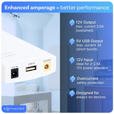 Backup Battery and/or external portable battery supply 12V DC power, 7800mAh Li-ion battery