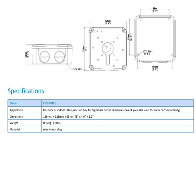 Outdoor or indoor cable junction box for Signature Series