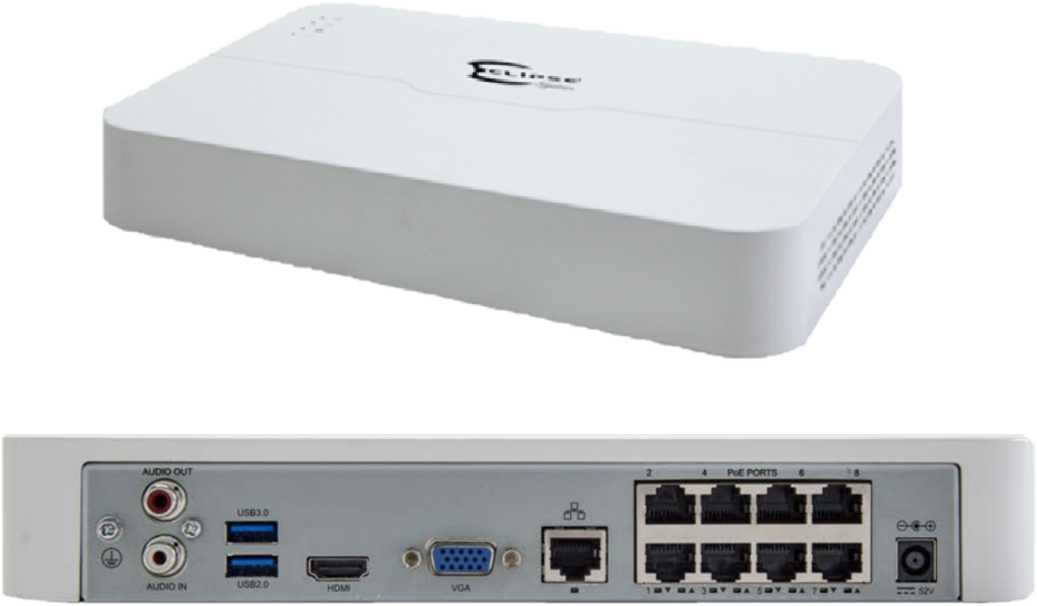 8 Camera Network Video Recorder with PoE and a 4TB SATA drive